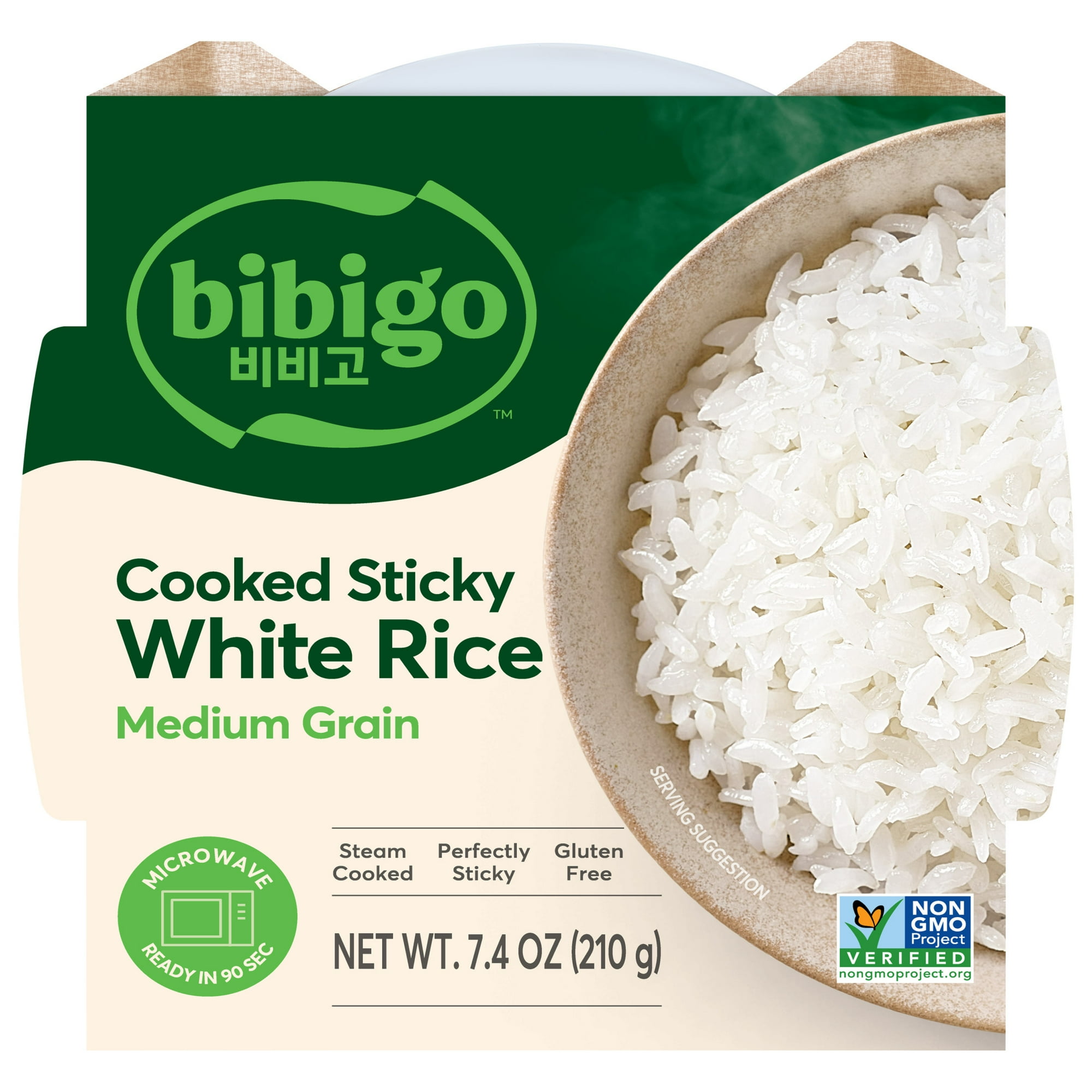 Bibigo Cooked Sticky White Rice, 7.41 oz