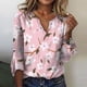 thumbnail image 1 of ICHUANYI Clearance Fashion Woman V Neck Three Quarter 3/4Sleeve T Shirt AutumnBlouse Tops Sweatshirt(Pink, XL) ICHUANYI WER2023081505771, 1 of 5