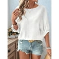 thumbnail image 4 of Mawalde Women'S Tops 3/4 Sleeve T-Shirts Cute Crewneck Basic Business Tees Blouses White M, 4 of 8