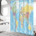 thumbnail image 3 of Cortina de ducha con mapa del mundo, geografía, mapa global, país, océano, montañas, países, capitales, ciudades, azul, decoración de baño, tela de poliéster impermeable con ganchos, azul, 3 of 4