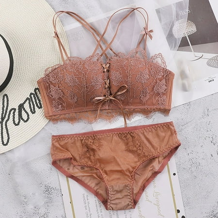 

Women s Lace Lingerie Sexy Gathered Bra Underwear and Panties Set Beautiful Back New