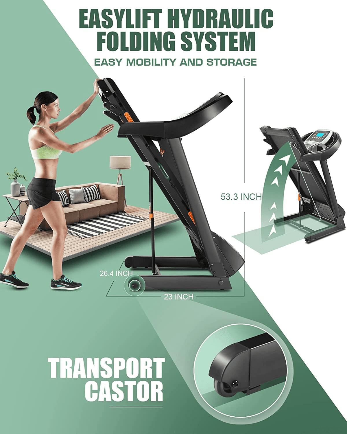 Buy Ancheer 2.25HP Folding Treadmill with 5 Manual Incline, 9MPH