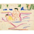 thumbnail image 2 of Ernst Ludwig Kirchner 14x12 Gold Ornate Wood Frame and Double Matted Museum Art Print Titled - Bathing Women (1909), 2 of 4