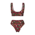 thumbnail image 5 of Daiia Dinosaur Christmas Women's Bikini Set Two Piece Swimsuit High Waisted Bikini Adjustable Straps Bikini Perfect for Beach, Pool, and Summer Vacation-Small, 5 of 9