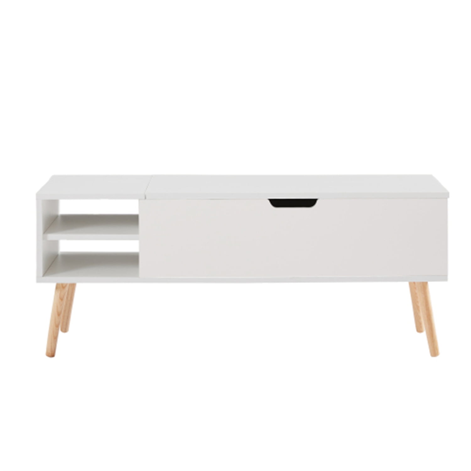 Coffee table, computer table, black, solid wood leg rest, large storage