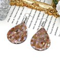 thumbnail image 5 of AeraVida Mosaic of Brown Lip Shells Handcrafted Teardrop Fishhook Dangle Earrings, 5 of 7