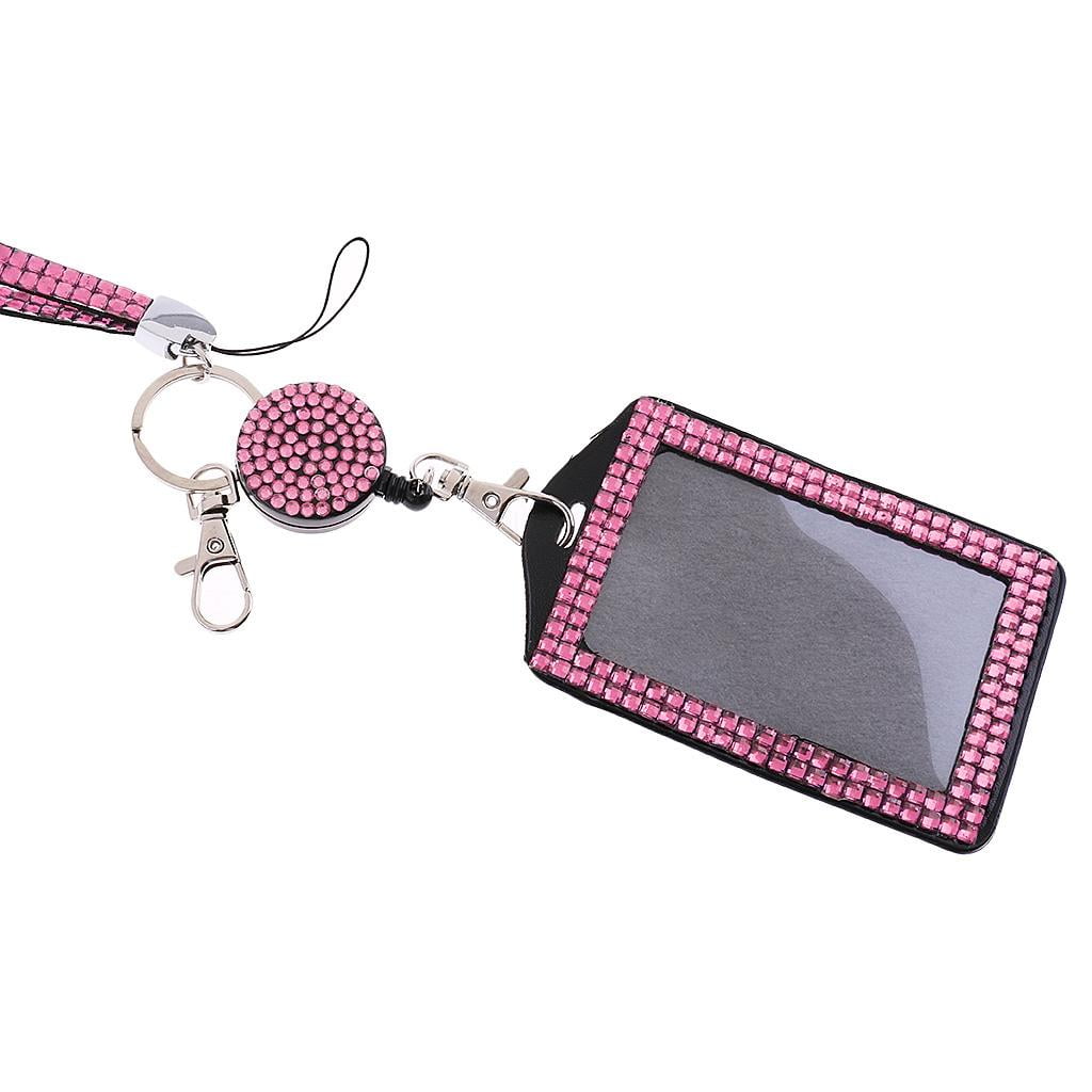 FVDPWYE 5 Lot Mixed Colors Rhinestone LANYARD with Retractable Reel ID Badge Holder