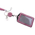thumbnail image 6 of Yunhgft Bling Crystal Rhinestone Lanyard with Retractable Reel Vertical ID Badge Holder Deep Pink, 6 of 7