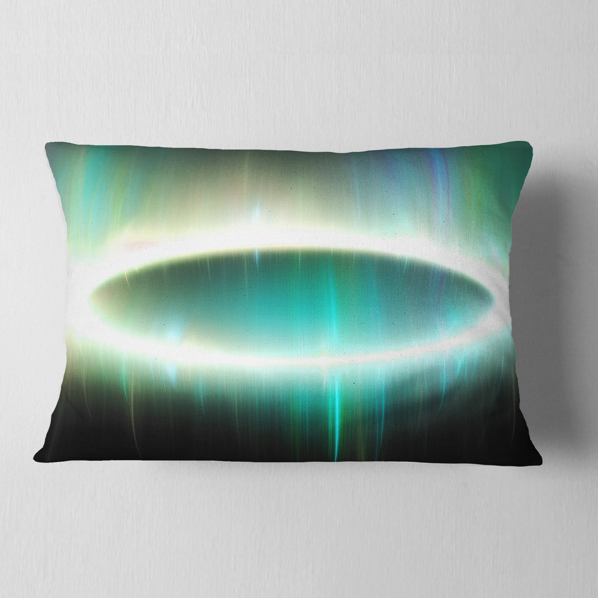 Designart Large Green Oval Fractal Light - Abstract Throw Pillow - 12x20