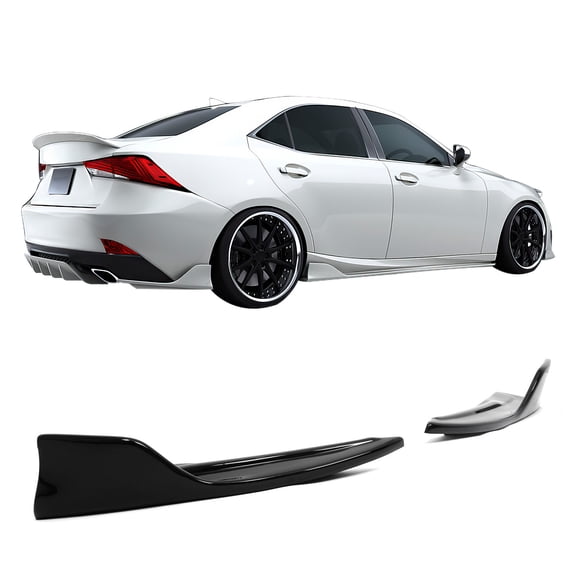 Ikon Motorsports Rear Bumper Aprons Lip Fits 2014-2020 Lexus IS200t IS250 IS300 IS350 Sedan, Artisan Style Gloss Black PP, Left Right 2PCS