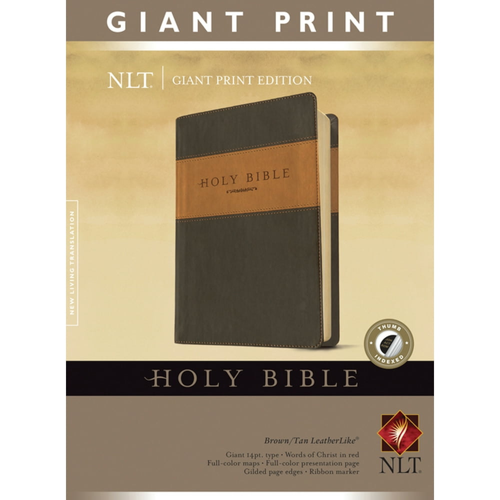 Holy Bible Giant Print NLT TuTone Red Letter LeatherLike Brown Tan 
