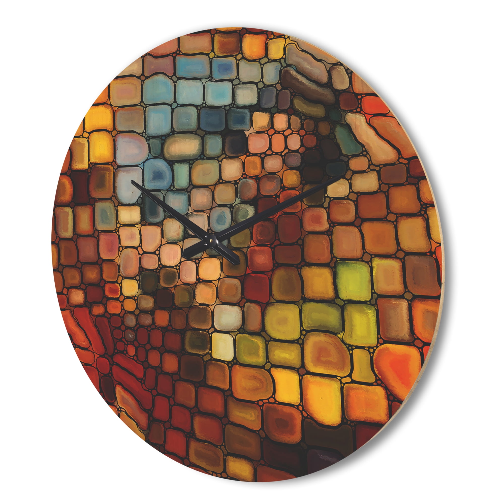 Designart 'Dreaming of Colored Stained Glass ' Modern Wood Wall Clock