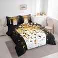 thumbnail image 3 of Manfei Geometric Plaid Grid Boy Girl Twin Bedding Sets 7-Piece,Bling Glitter Bedding Comforter Set Microfiber,Black Golden Breathable Sheet Sets,Lightweight Room Decor,Reversible, 3 of 8