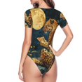 thumbnail image 3 of Uemuo Leopard Reading Tarot Cards Pattern Women's One Piece Short Sleeve Swimsuit Rash Guard Surfing Modest Quick-drying Swimsuit Beach Essentials-XX-Large, 3 of 9