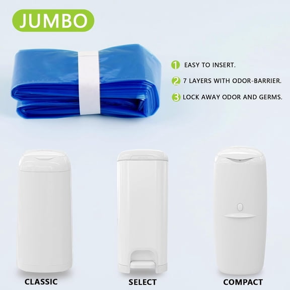 6pcs 26FT Compatible with Diaper Genie Pails Jumbo Diaper Pail Refills Classic/Compact/Select 1620 Count