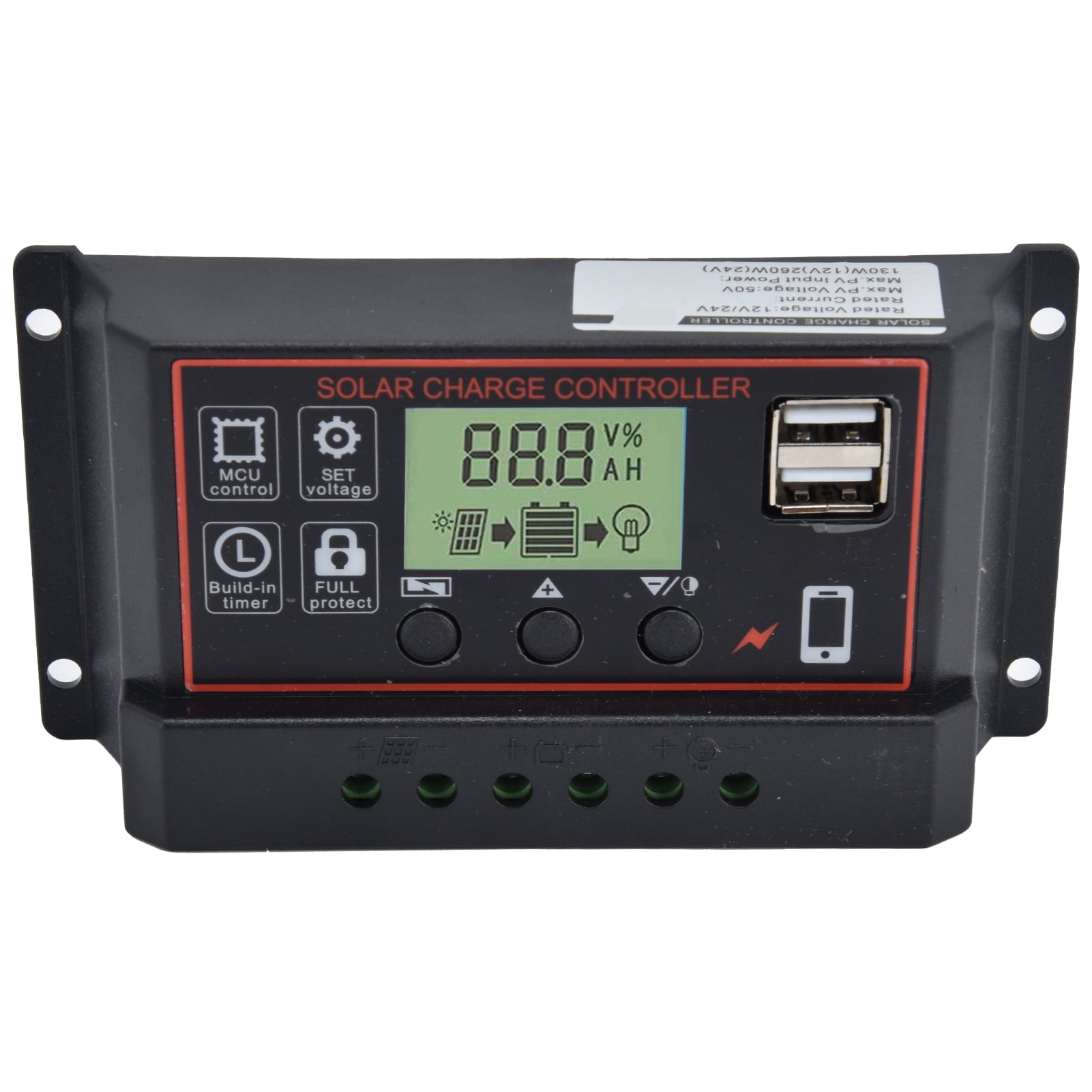 Tebru Solar Battery Regulator Solar Charge Regulator Lcd Solar Charge Controller 5v 2 5a Dual Usb Pwm Cell Panel Regulator Automatic Identification 12v 24v Walmart Com