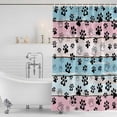 thumbnail image 2 of Blue Pink Dog Paws Prints Shower Curtain Set - Small 36" x 72" Washable Bathtub Curtain with 12 Hooks, Farmhouse Beige Wood Waterproof Fabric Stall Shower Curtains for Bathroom/Bathtub Décor, 2 of 6