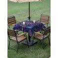 thumbnail image 5 of Square Outdoor Tablecloth with Umbrella Hole Abstract Flower Outside Table Cloth Waterproof Patio Table Cover Blue Purple Stars Sky Floral Leaf Zipper Tablecloths for Picnic Party Camping 60x60 Inch, 5 of 8