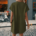 thumbnail image 3 of Vestido Holgado de Color Liso con Cuello Redondo, Corta y Bolsillos, Verde , Talla XXL, 3 of 4