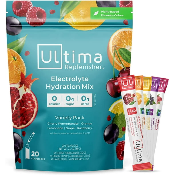 Ultima Replenisher Electrolyte Hydration Powder, Variety Pack, 20 Count