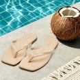 thumbnail image 2 of Womens Square Flip Flops, Patent Leather Flat Sandals with Memory Foam Insole, Non-Slip Lightweight Minimalist Open Toe Summer Vacation Dressy Beach Essentials Slippers, 2 of 7