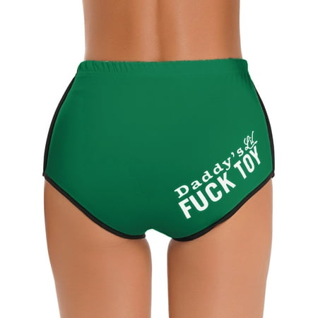 TiaoBug Women s Letter Print Yoga Booty Shorts Sports Yoga Workout Hot Pants Bikini Briefs Green XL