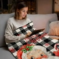 thumbnail image 5 of Flannel Fleece Throw Blankets Vintage Santa Claus Throws Blankets, Snowflakes on Black White Plaid Lightweight Soft Warm Blanket for Couch Sofa Bed Living Room All Season Use, 40x50in, 5 of 9