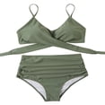 thumbnail image 5 of Women's Sexy Bikini Swimsuits, Women's High Waisted Bandage Bikini Set Wrap 2 Piece Push Up Swimsuits, Front Corss and Back Tie Knot (Green,Small), 5 of 8