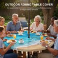 thumbnail image 3 of Round Outdoor Tablecloth with Umbrella Hole and Zipper, Teal Blue Coastal Beach Tablecloth with Elastic Waterproof, Summer Nautical Ocean Beige Seaside Patio Table Covers for 31" - 35" Pool Tables, 3 of 9