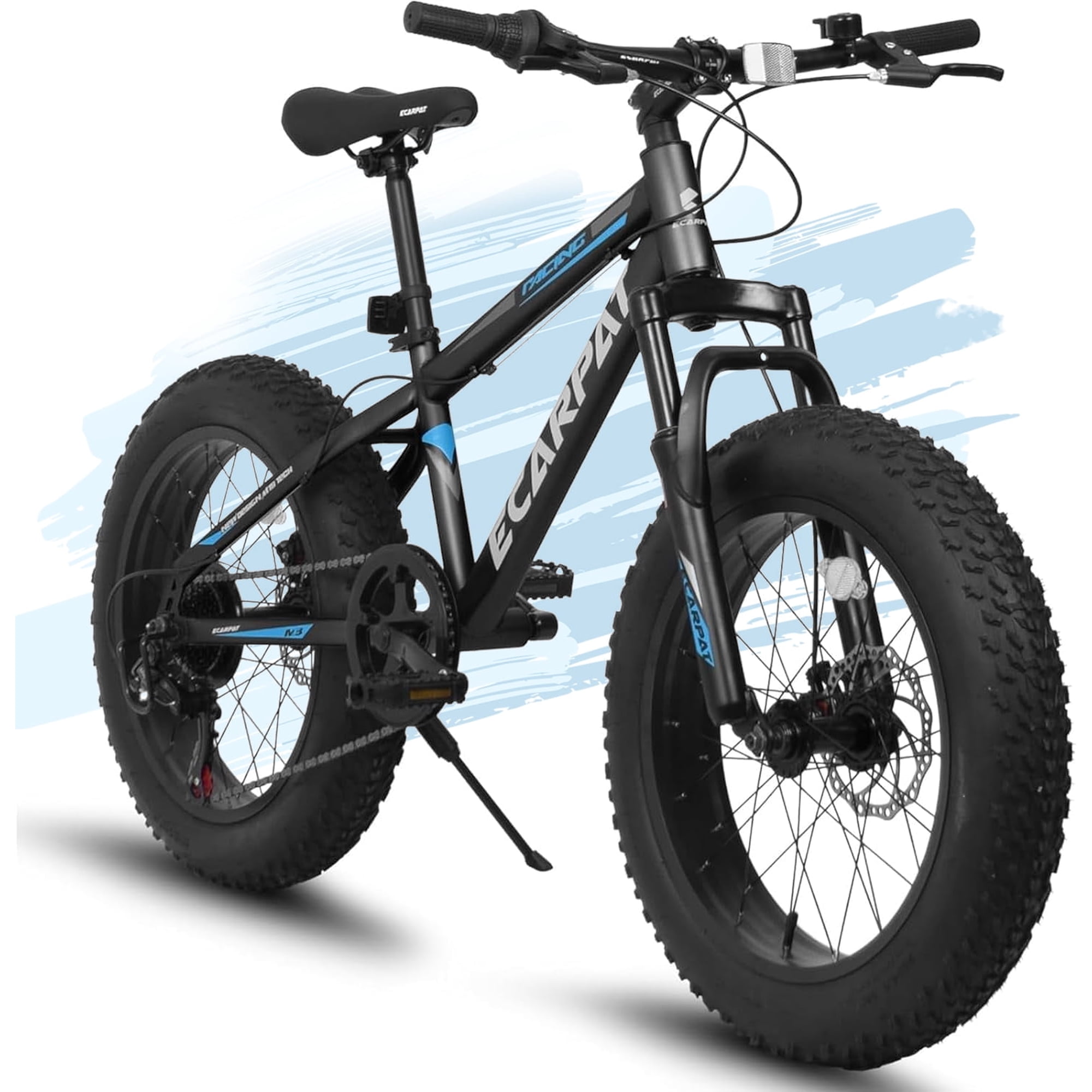 Ecarpat 20x4 Inch Fat Tire Mountain Bike,Dual Disc Brakes Suspension Fork, 7-Speed Boys Girls Mountain Bikes, All Terrain Kids Mountain Bikes for Boys and Girls 8-15 Years Old
