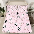 thumbnail image 2 of jejeloiu Ribbon Bow Knot Queen Sheet Sets,Football Sports Flat Sheet,Soccer Queen Fitted Sheet For Children,Breathable Bedroom Decoration,4 Pieces, 2 of 7