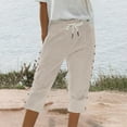 thumbnail image 6 of Aoiroe Cropped Pants Drawstring Drawstring Pants Women Fabric Pants Women'S Cotton Cropped Trousers Fall Fashion Cotton Capri Pants For Women Fall Pants For Women 2025 Z-C XL, 6 of 6