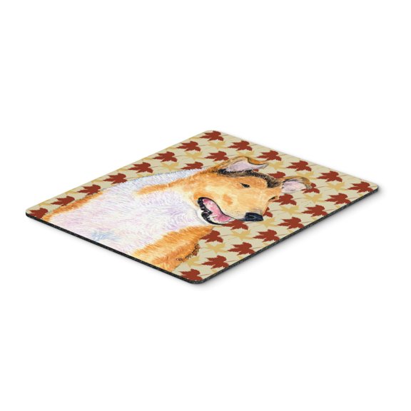 "Collie Smooth Fall Leaves Portrait Mouse Pad Hot Pad or Trivet"
