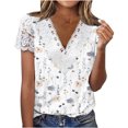 thumbnail image 2 of ICHUANYI Clearance Women Fashion Summer Sexy Fold Printed Regular Women Short Sleeves V Neck Button Top(White, XXL) ICHUANYI WER2023081006557, 2 of 5