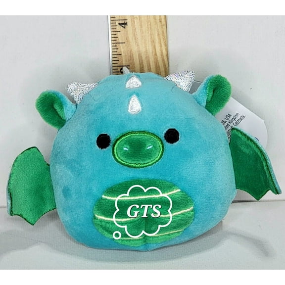 Squishmallow 3.5" Dalton Dragon Soft Teal Green Clip Plush