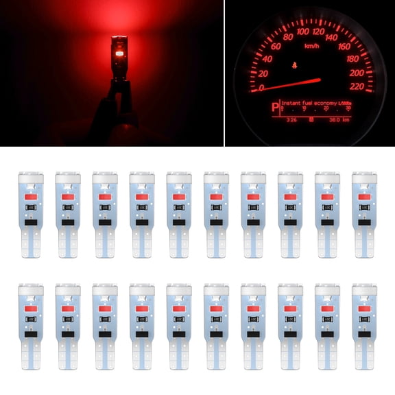 cciyu T5 5-3014-SMD Red Instrument Cluster Dash Panel Lights Super Bright:Bulbs 20PCS