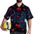 thumbnail image 4 of Valentine's Day Love ECG Men's Short Sleeve Beach Shirts, Casual Printed Button Down, Summer Unisex Spread Collar Tops, 4 of 6