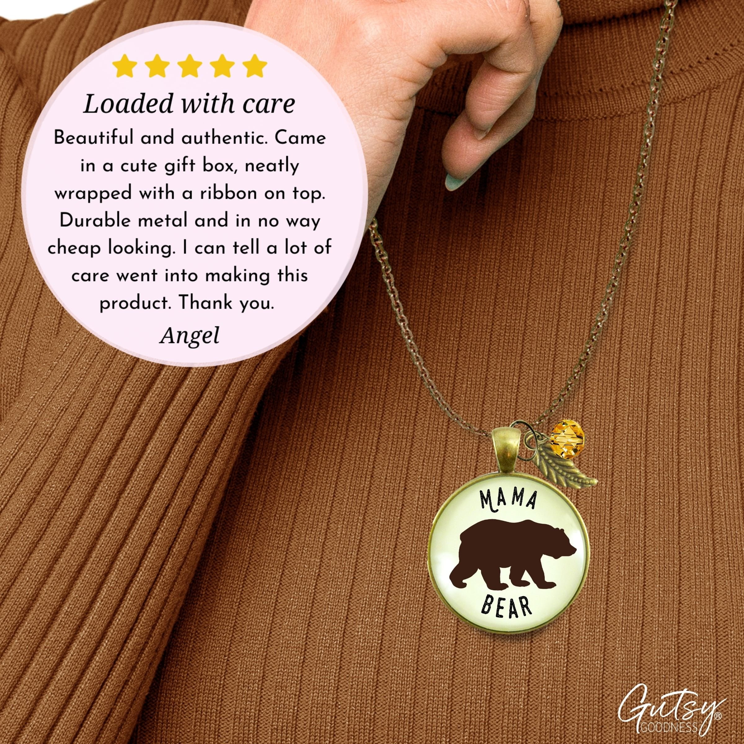 Mama bear necklace 14k clearance gold