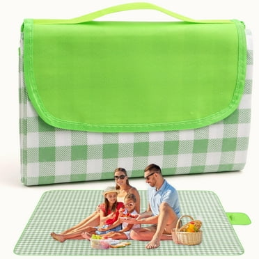 Extra Large Picnic Blanket Beach Blankets, 80''x80'' Picnic Mat Waterproof Sand Proof Foldable Portable for Outdoor Camping Hiking Travel Grass Park Music Festival Lawn Mats (Green, 80x80 inch)