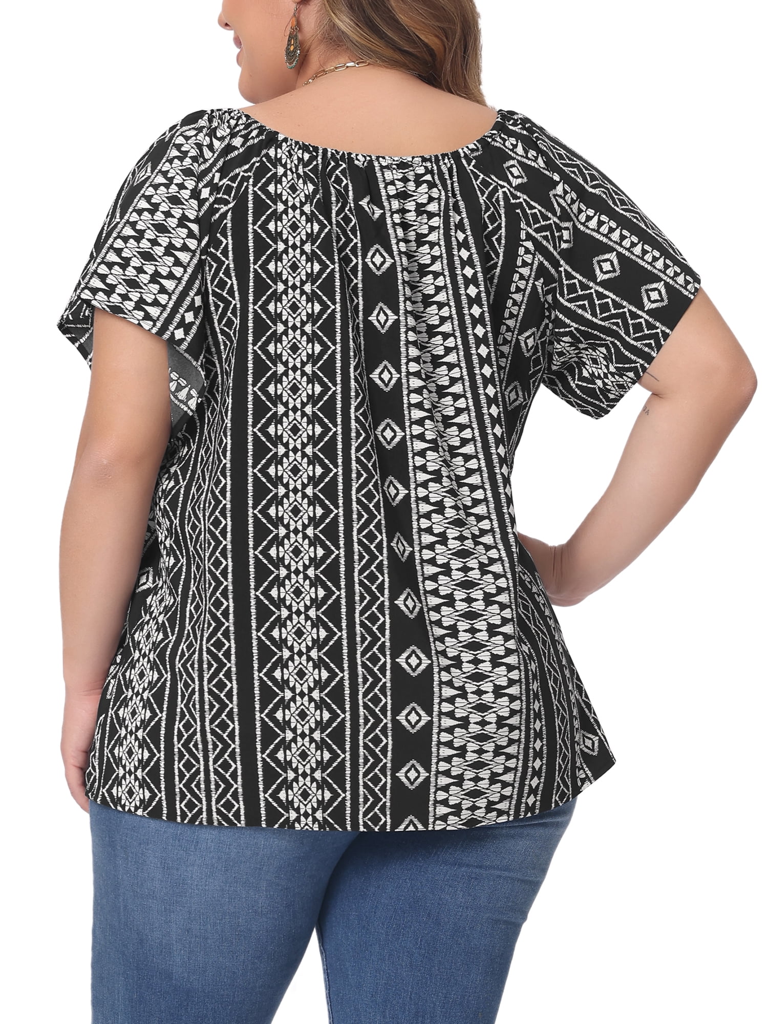 DARING DIVA Women's Plus Off Shoulder Boho Casual Blouse 4X Black