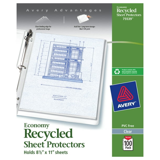 Avery Recycled Clear Sheet Protectors, AcidFree, Archival Safe, Top
