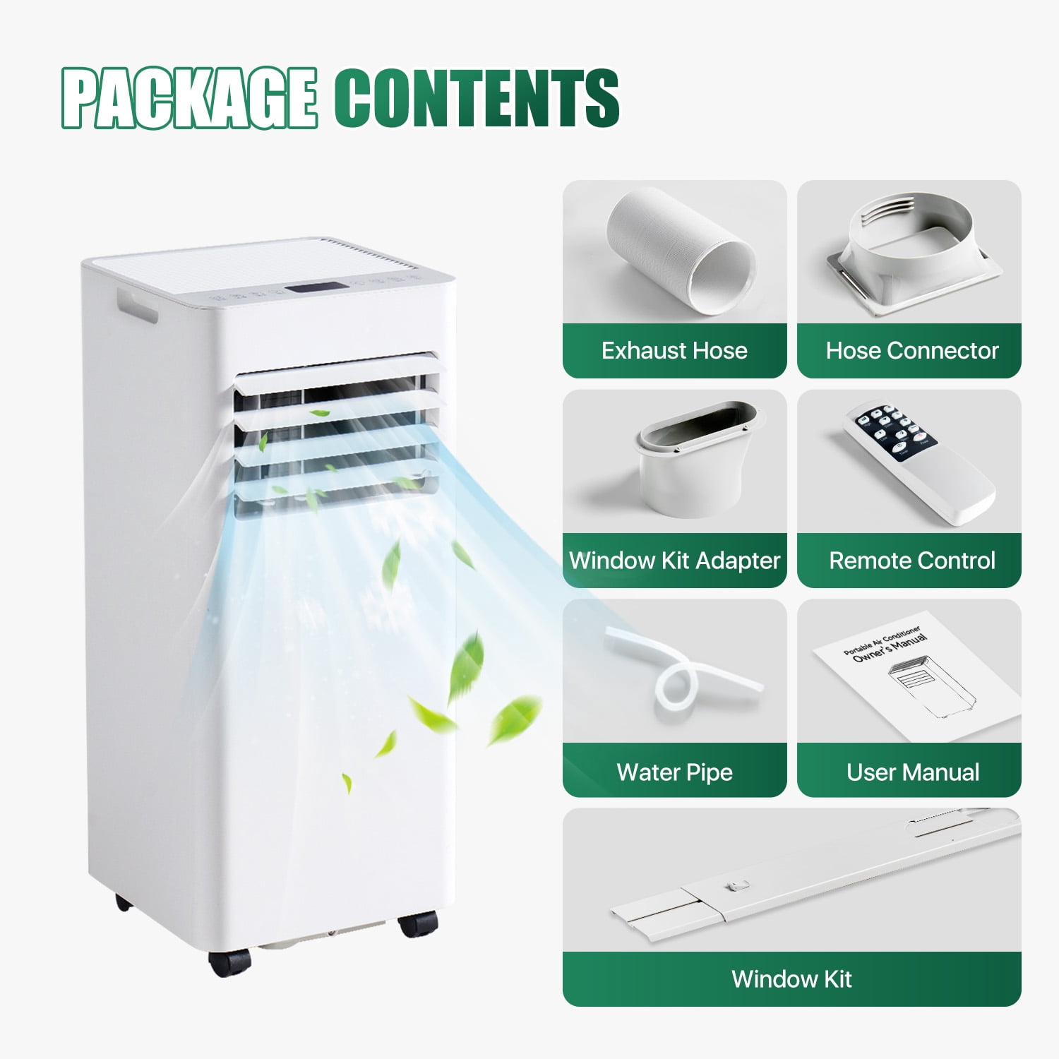 BaPiPro 10000 BTU Portable Air Conditioner with Heat Function, White, for Living Room and Bedroom