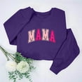 thumbnail image 2 of Penkiiy Chandail Maman pour Femmes Surdimensionné à Paillettes Patch Maman Chandails à Col Rond Imprimé Maman Manches Longues Coupe Ample Chandail Mode L Violet, 2 of 7