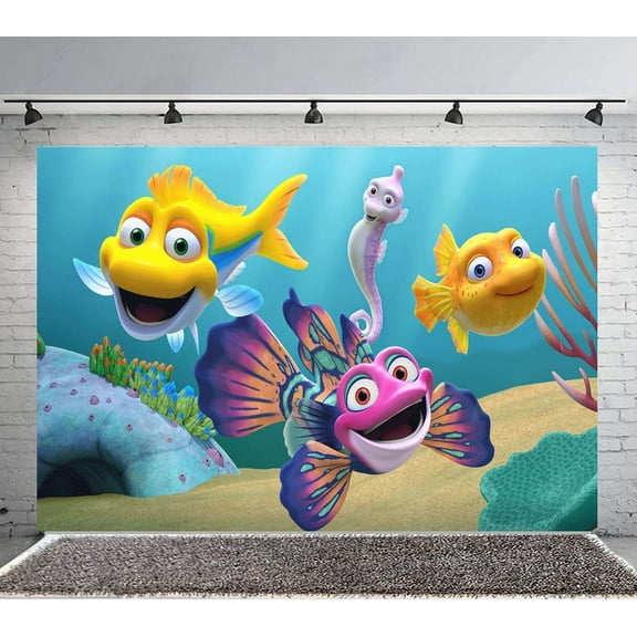 Splash and Bubbles Backdrop Banner Party Supplies Poster Movie Theme Background for Photography Birthday Decorations