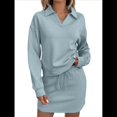 thumbnail image 1 of Conjuntos de Dos Piezas para Mujer: Chándal Informal, Sudadera, Falda Pantalón, Conjunto A Juego, Chándal de Tenis para Estar en Casa, Chándal. Azul M, 1 of 10
