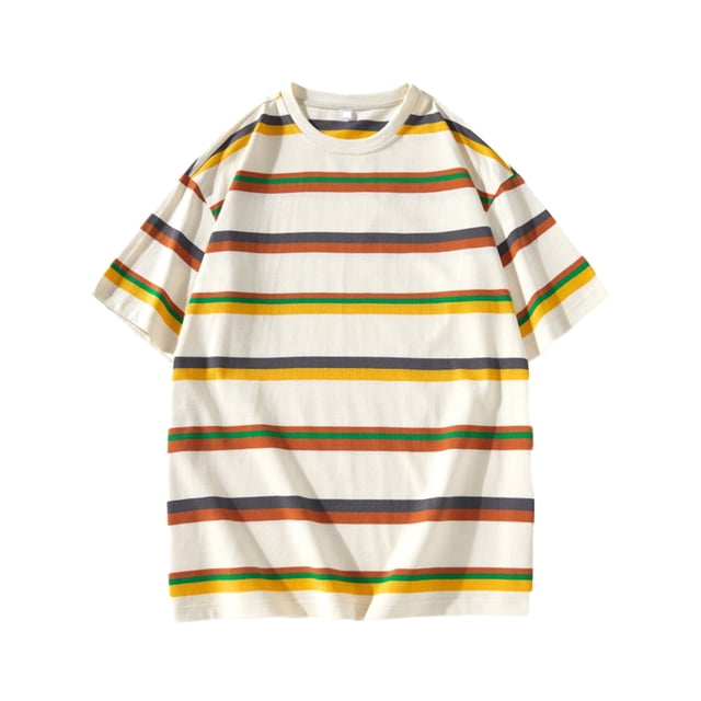 T-Shirts pour Hommes, Shorts pour Hommes, T-Shirt à Rayures Automne Col Rond Manches Courtes Blouse, Shorts Courts pour Hommes, T-Shirts TTTG pour Hommes