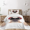 thumbnail image 3 of Ambesonne Popstar Party Quilted Bedspread Set 2 Pcs, DJ Bulldog Music, Twin Size, Pale Brown Black Red, 3 of 6