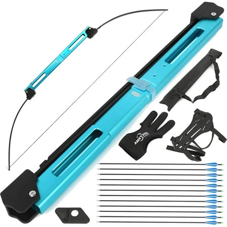 AMEYXGS 55" Folding Bow and Arrow Set Draw Weight 35LB Aluminum Alloy Riser Recurve Bow for Left and Right Hand Archery Hunting