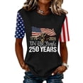 thumbnail image 3 of KDDYLITQ 250 Year American Anniversary Shirts for Women July 4th Usa Flag Short Sleeve Tees Causal Usa Star Stripes Independence Blouses American Flag Cute Crew Neck Tops Black 3XL, 3 of 6