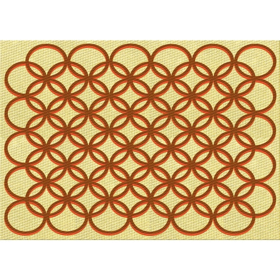 Ahgly Company Indoor Rectangle Patterned Orange Red Orange Area Rugs, 8' x 10'
